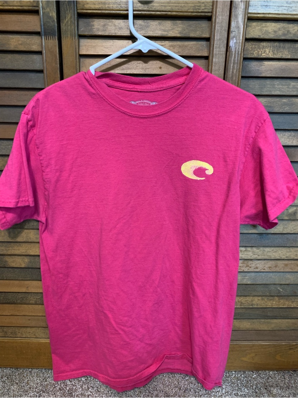 Costa Bright Pink Short-Sleeve Tee with Yellow Logo